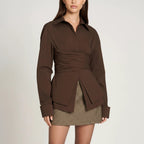 Blouse Women Draped Waist | Work & Everyday Wear