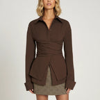 Blouse Women Draped Waist | Work & Everyday Wear