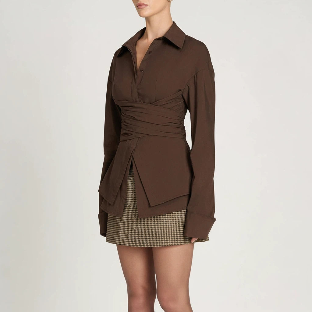 Blouse Women Draped Waist | Work & Everyday Wear