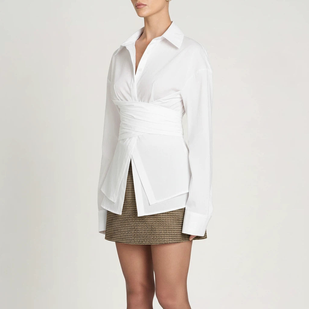 Blouse Women Draped Waist | Work & Everyday Wear