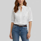 Blouse Women Embroidered White | Casual Everyday Wear