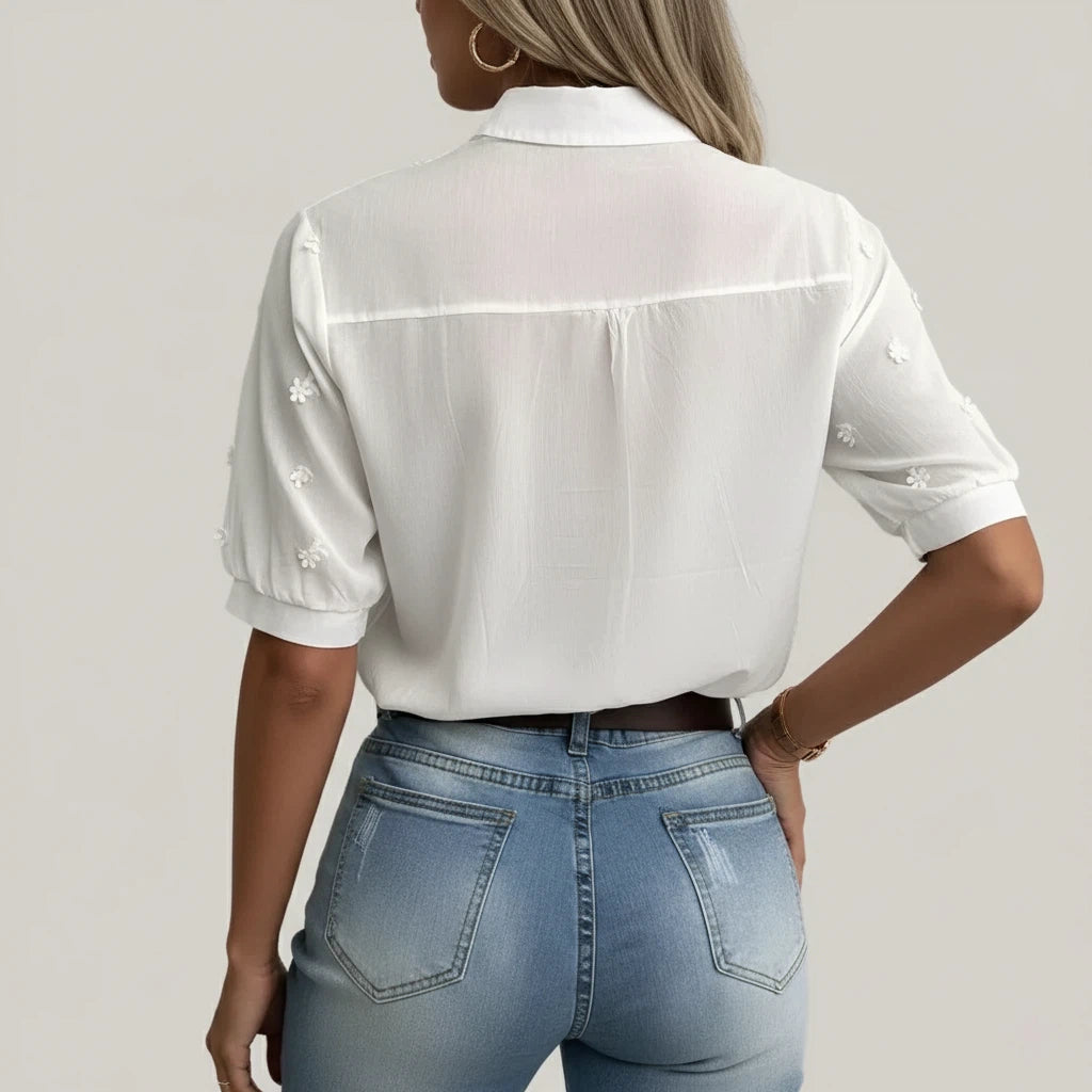 Blouse Women Embroidered White | Casual Everyday Wear