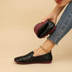Loafers Women Floral Cut-Out | Black Everyday Wear