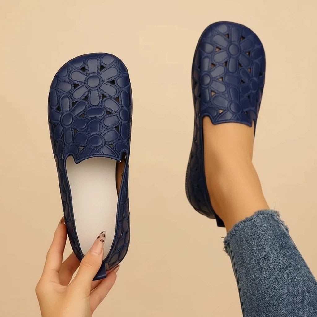 Loafers Women Floral Cut-Out | Black Everyday Wear